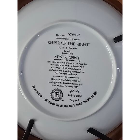 Vintage 1995 Bradford Exchange Mystic Spirit“Keeper of the Night”Wolf Plate - Picture 8 of 16